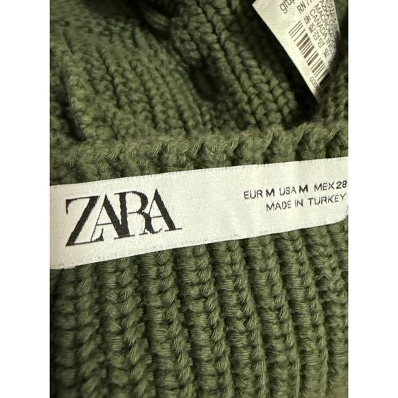 Zara Green Crochet Knit Sleeveless Lace Up Tie Camisole Cami Crop Top Size M - Picture 4 of 5